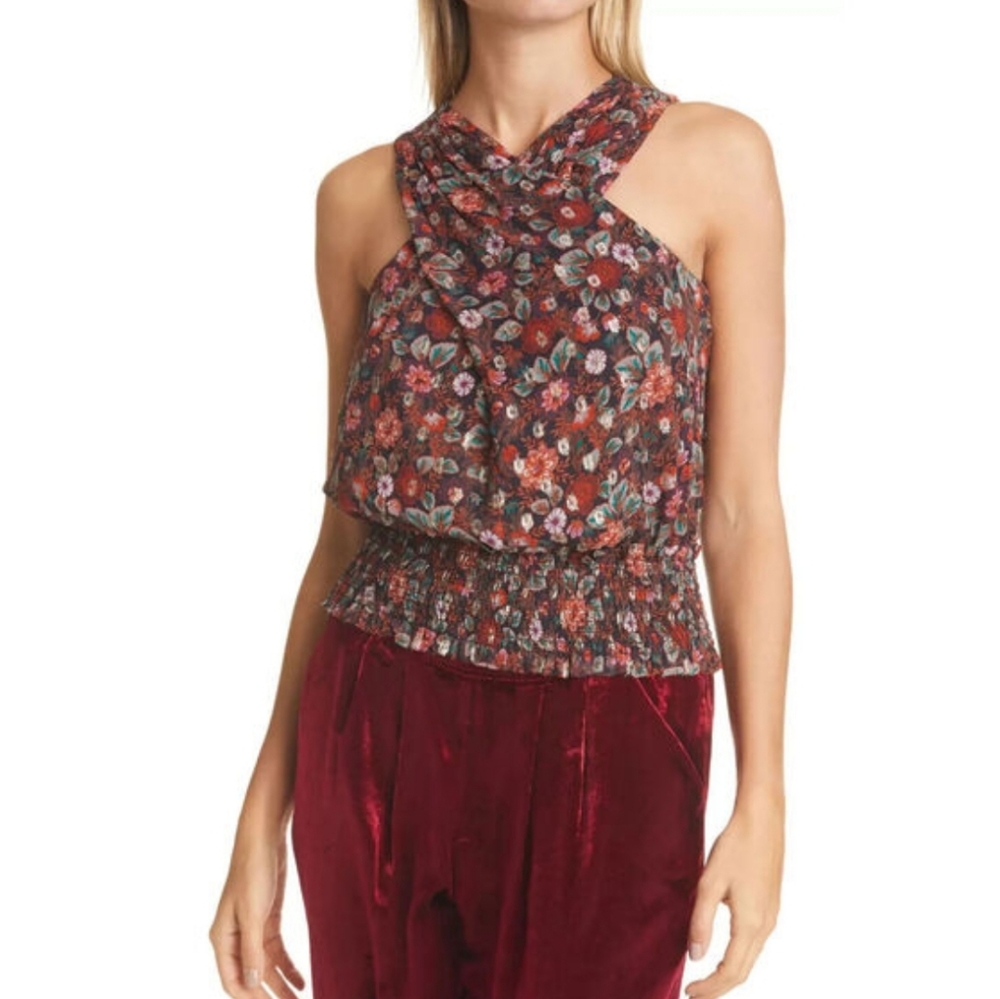 Ramy Brook Floral Printed Loreza Top XS Black Combo